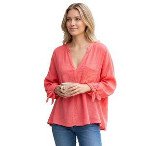 Free People Morning Dolman Sleeve Blouse Small Red